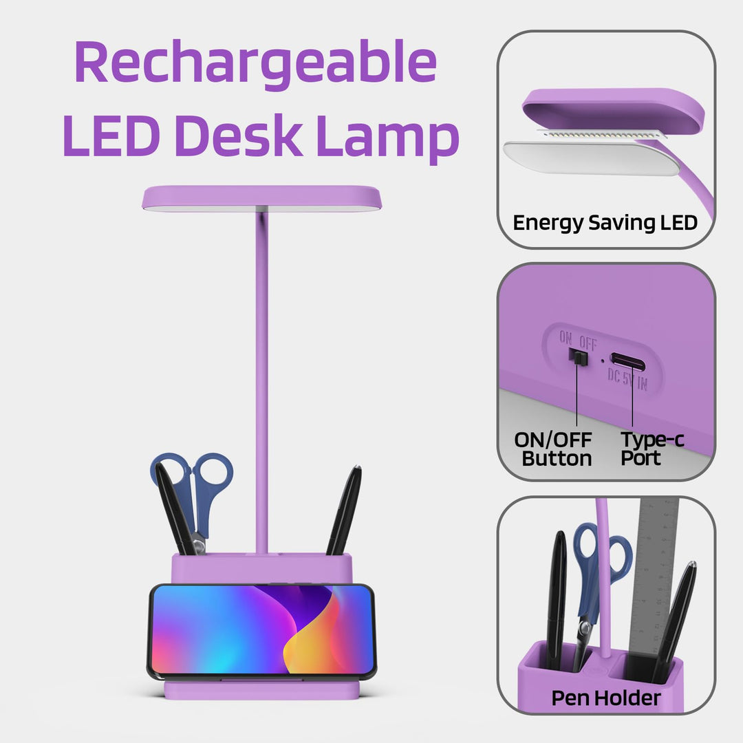 Purple Flex Lamp: Rechargeable Desk Light - DOKUTRONIX