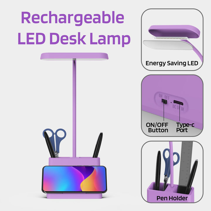 Purple Flex Lamp: Rechargeable Desk Light - DOKUTRONIX