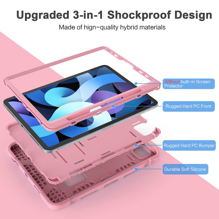 Shockproof Azzsy Kids iPad Air Case - Rose Gold - DOKUTRONIX