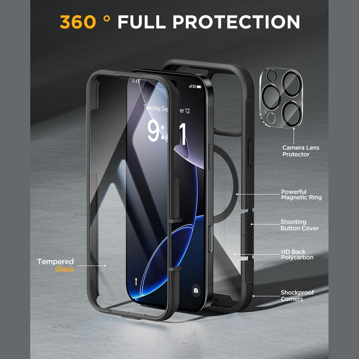 Black MagSafe Armor Case for iPhone 16 Pro Max - DOKUTRONIX