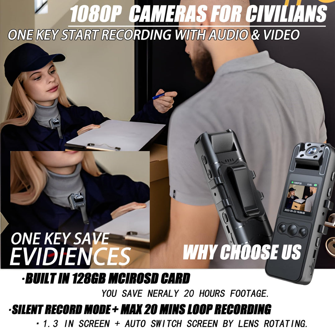 VisionGuard 1080P Body Cam: HD Audio & Night Vision - DOKUTRONIX