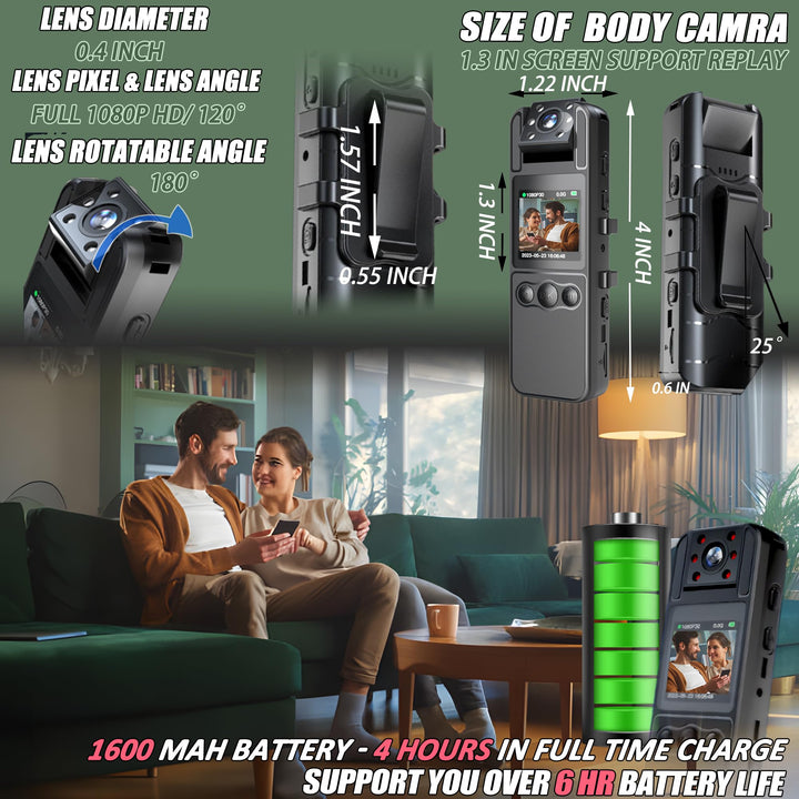 VisionGuard 1080P Body Cam: HD Audio & Night Vision - DOKUTRONIX