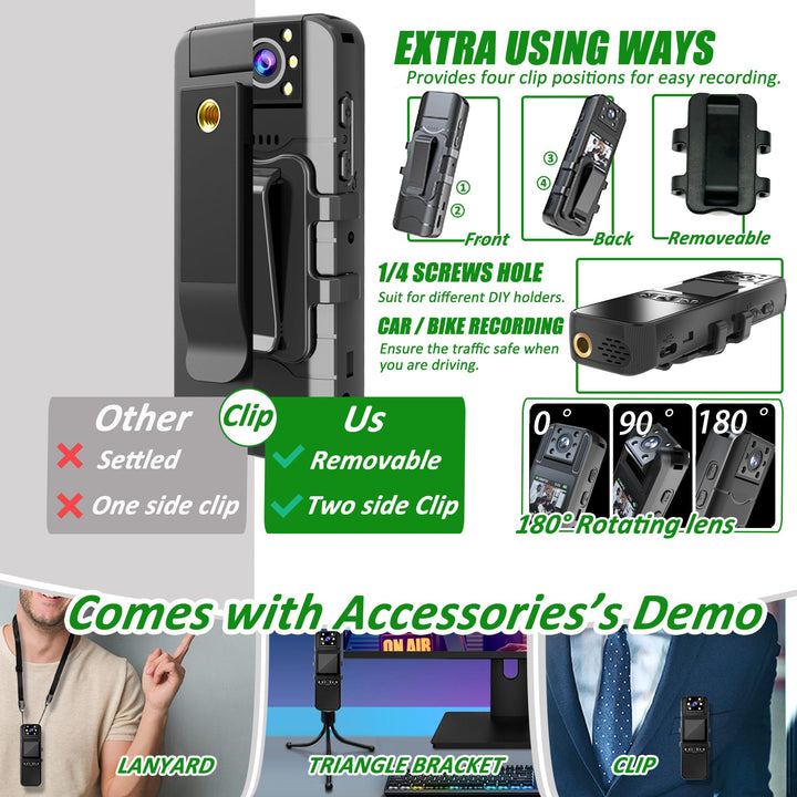 VisionGuard 1080P Body Cam: HD Audio & Night Vision - DOKUTRONIX