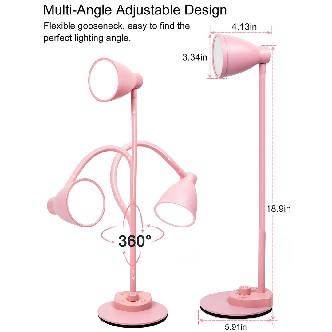 BOHON Pink LED Desk Lamp with USB & 3 Color Modes - DOKUTRONIX