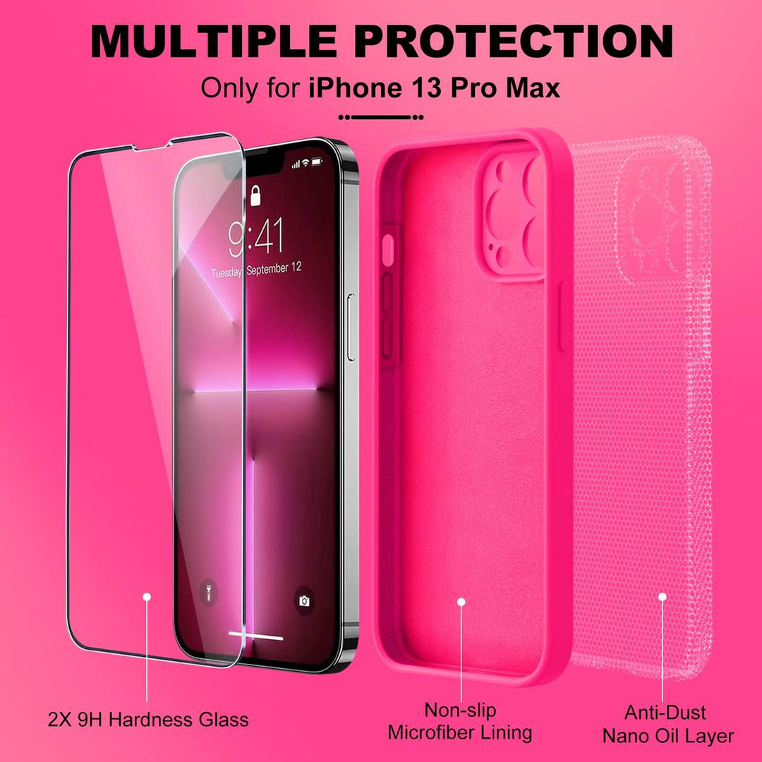SilkShield Pink iPhone 13 Pro Max Case & Protector Set - DOKUTRONIX