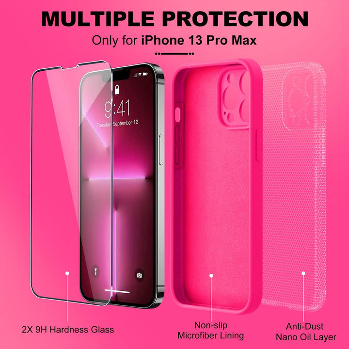 SilkShield Pink iPhone 13 Pro Max Case & Protector Set - DOKUTRONIX