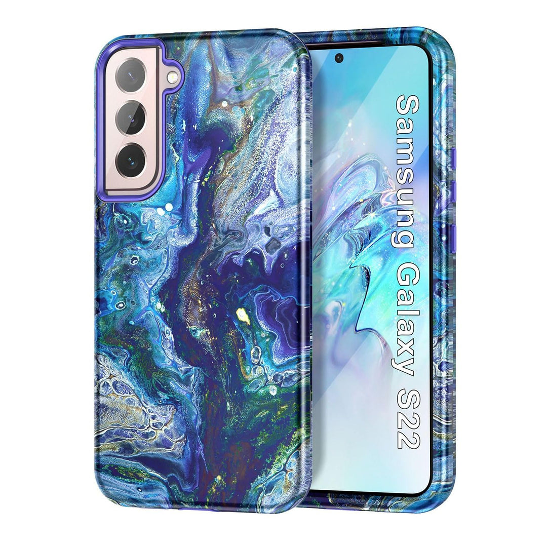 RoseGold Marble Galaxy S22 5G Heavy-Duty Case - DOKUTRONIX