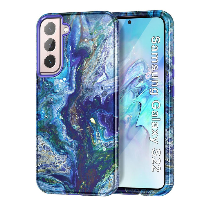 RoseGold Marble Galaxy S22 5G Heavy-Duty Case - DOKUTRONIX