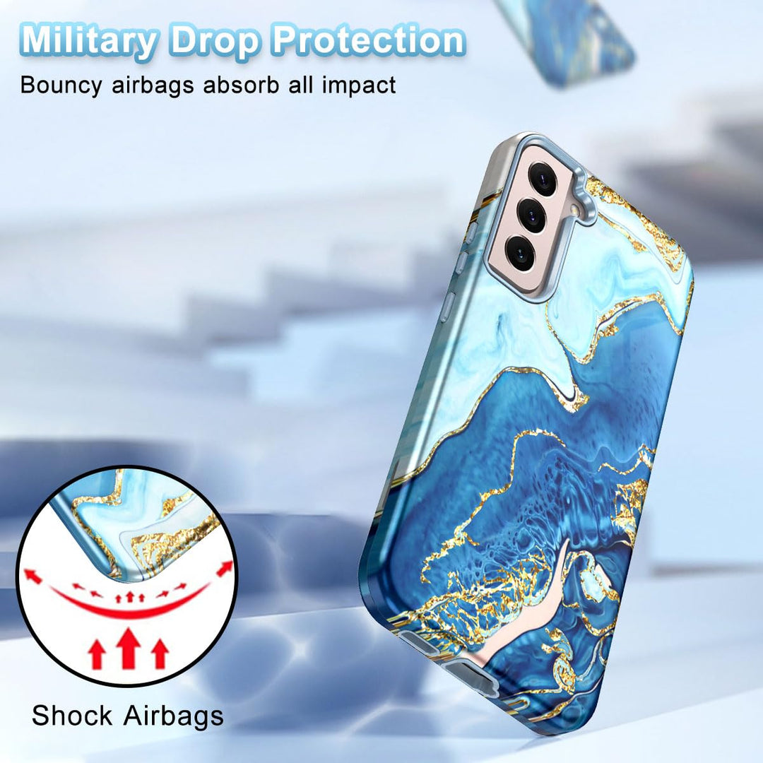 RoseGold Marble Galaxy S22 5G Heavy-Duty Case - DOKUTRONIX