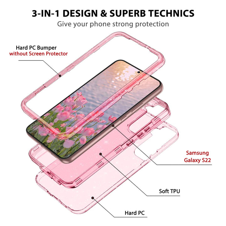 RoseGold Marble Galaxy S22 5G Heavy-Duty Case - DOKUTRONIX