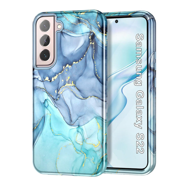 RoseGold Marble Galaxy S22 5G Heavy-Duty Case - DOKUTRONIX