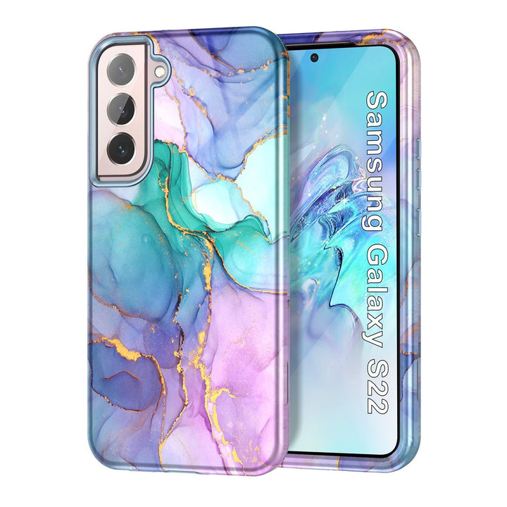 RoseGold Marble Galaxy S22 5G Heavy-Duty Case - DOKUTRONIX