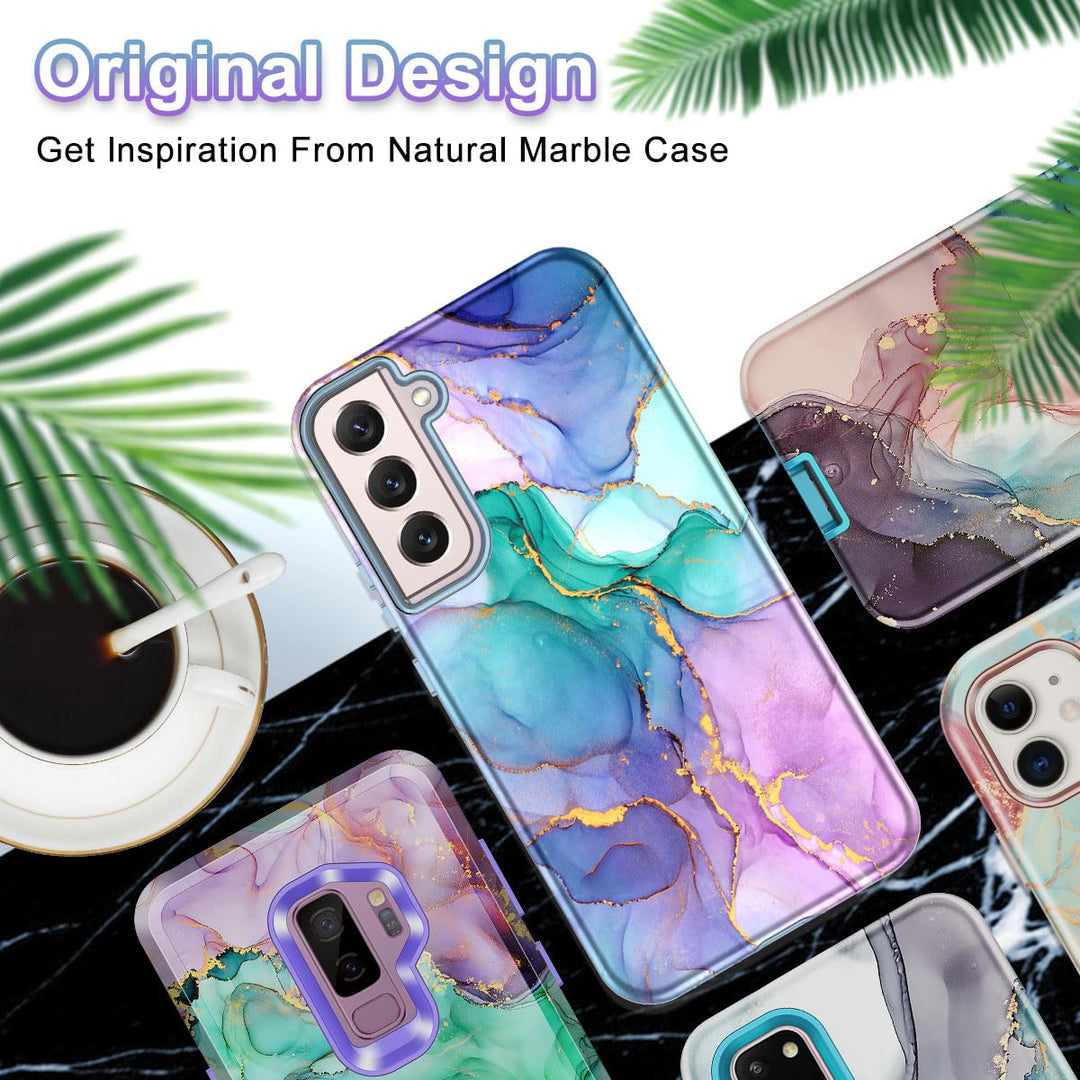 RoseGold Marble Galaxy S22 5G Heavy-Duty Case - DOKUTRONIX