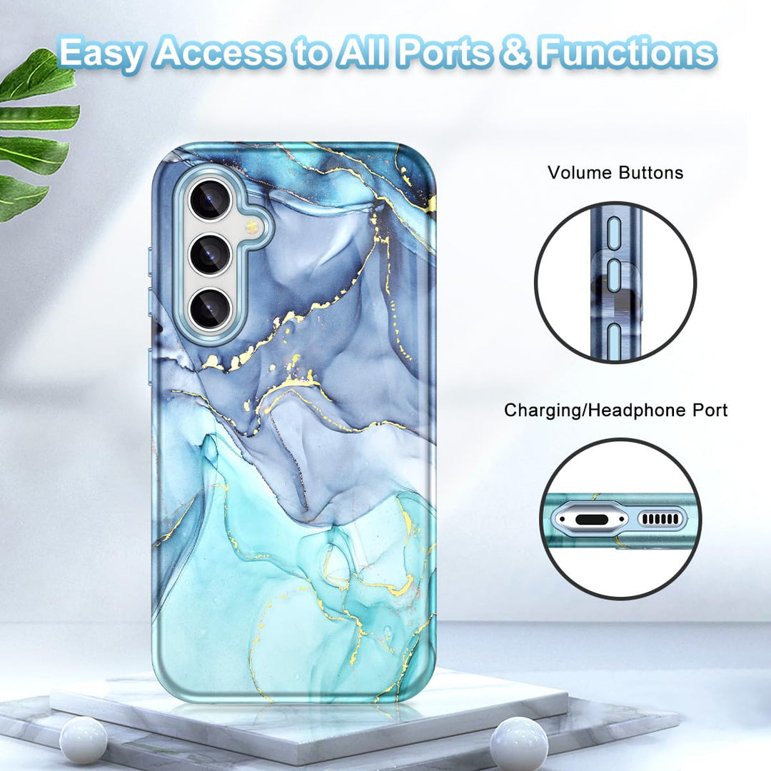 RoseGold Marble Galaxy S22 5G Heavy-Duty Case - DOKUTRONIX