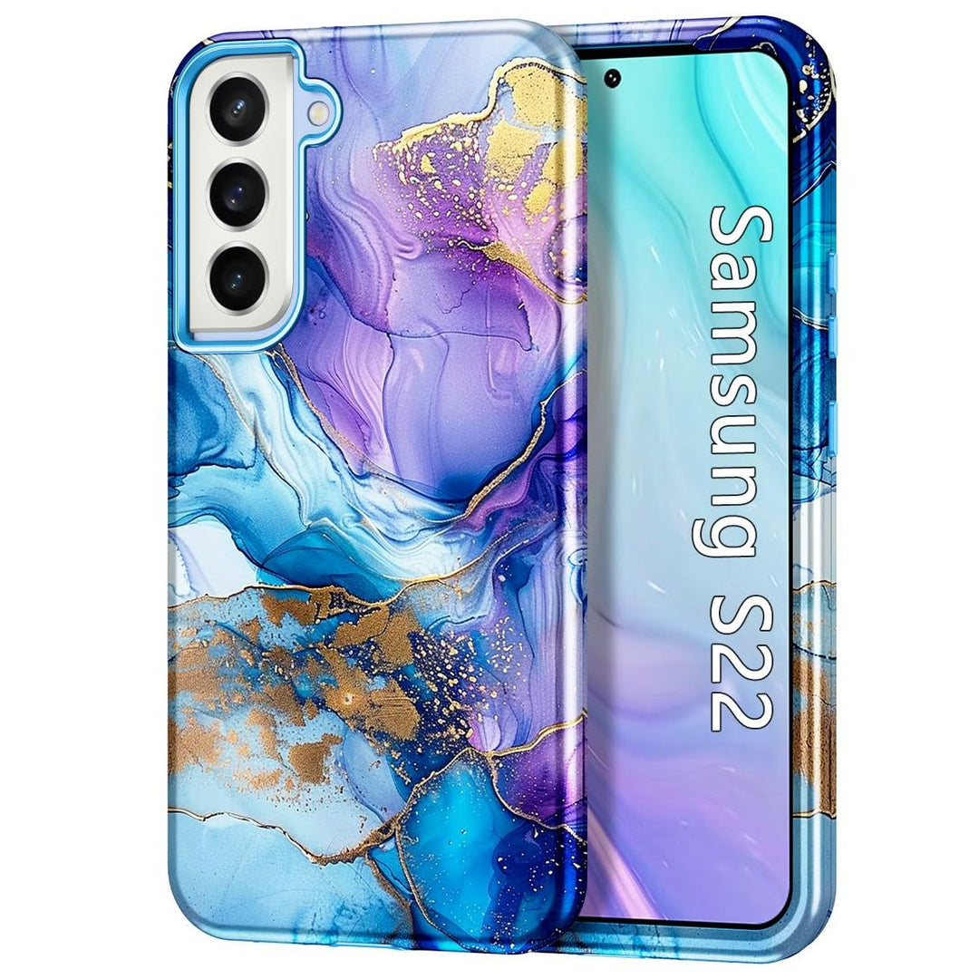 RoseGold Marble Galaxy S22 5G Heavy-Duty Case - DOKUTRONIX