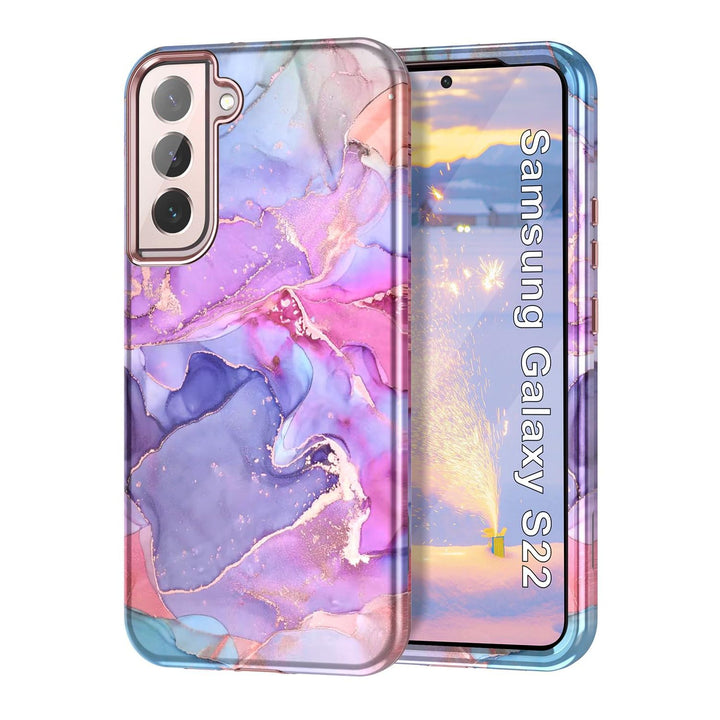RoseGold Marble Galaxy S22 5G Heavy-Duty Case - DOKUTRONIX