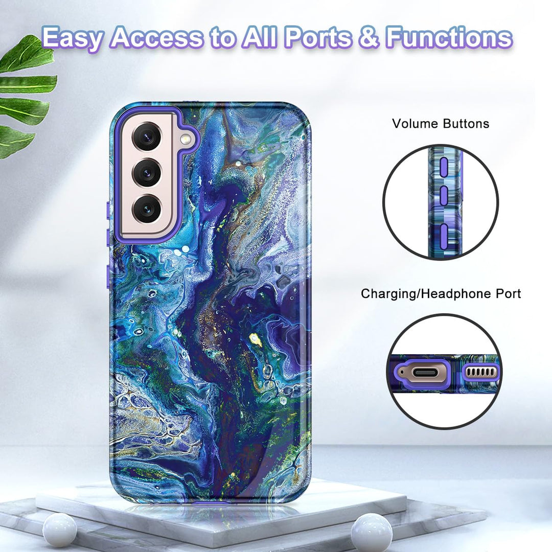 RoseGold Marble Galaxy S22 5G Heavy-Duty Case - DOKUTRONIX