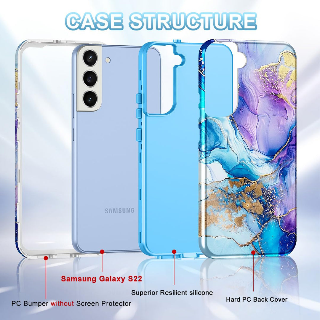 RoseGold Marble Galaxy S22 5G Heavy-Duty Case - DOKUTRONIX