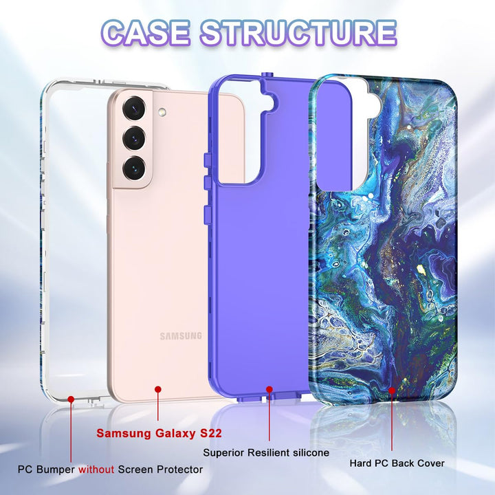 RoseGold Marble Galaxy S22 5G Heavy-Duty Case - DOKUTRONIX