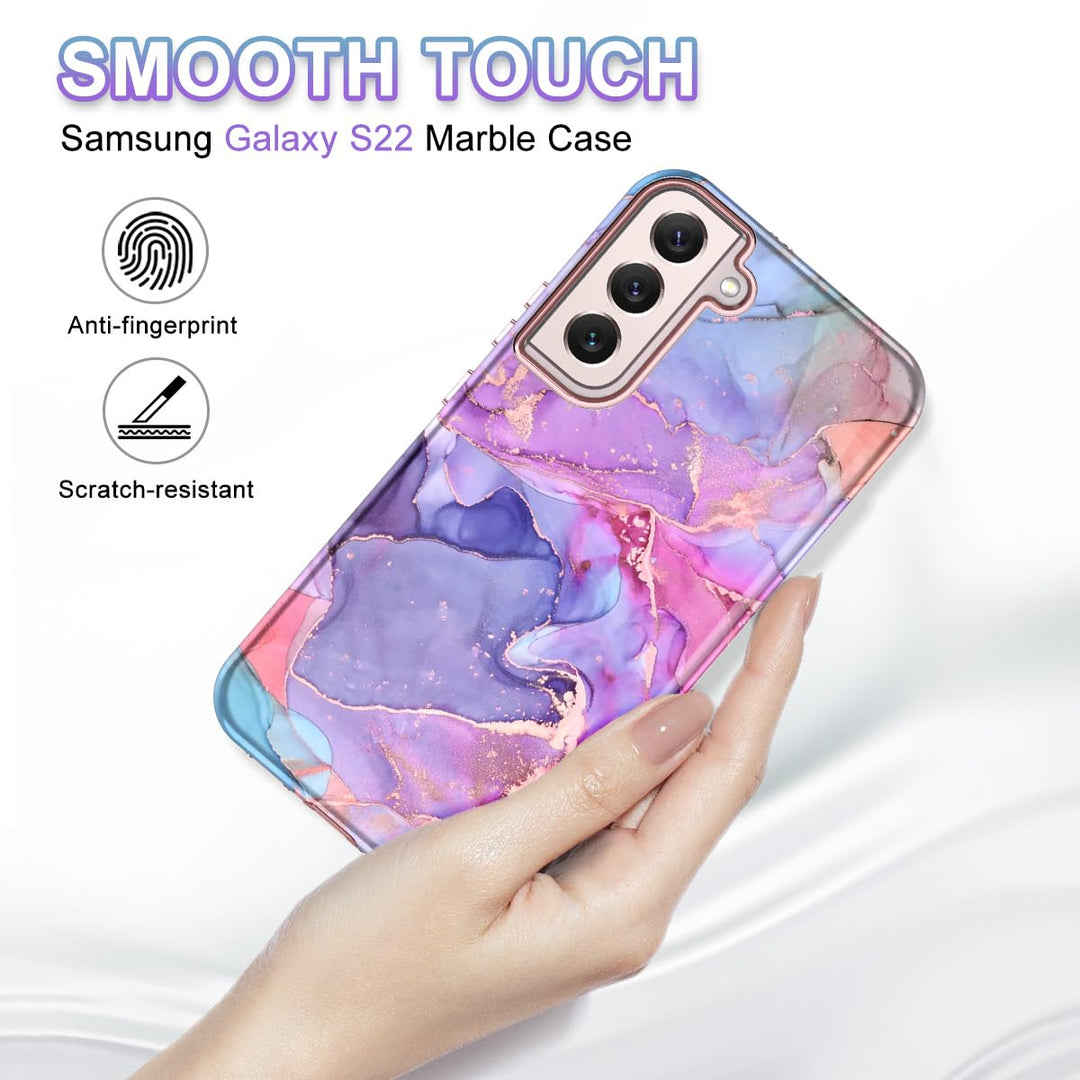 RoseGold Marble Galaxy S22 5G Heavy-Duty Case - DOKUTRONIX