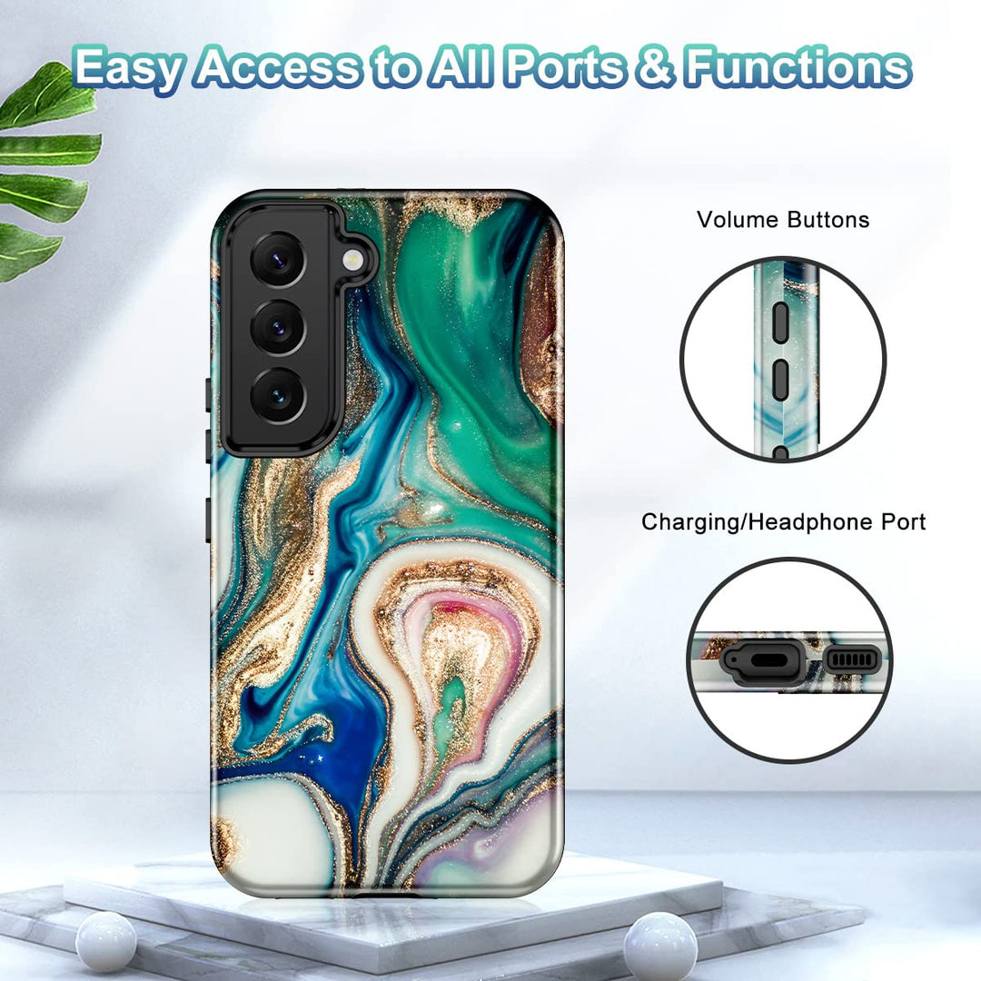 RoseGold Marble Galaxy S22 5G Heavy-Duty Case - DOKUTRONIX