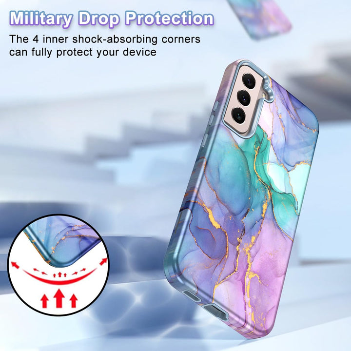 RoseGold Marble Galaxy S22 5G Heavy-Duty Case - DOKUTRONIX
