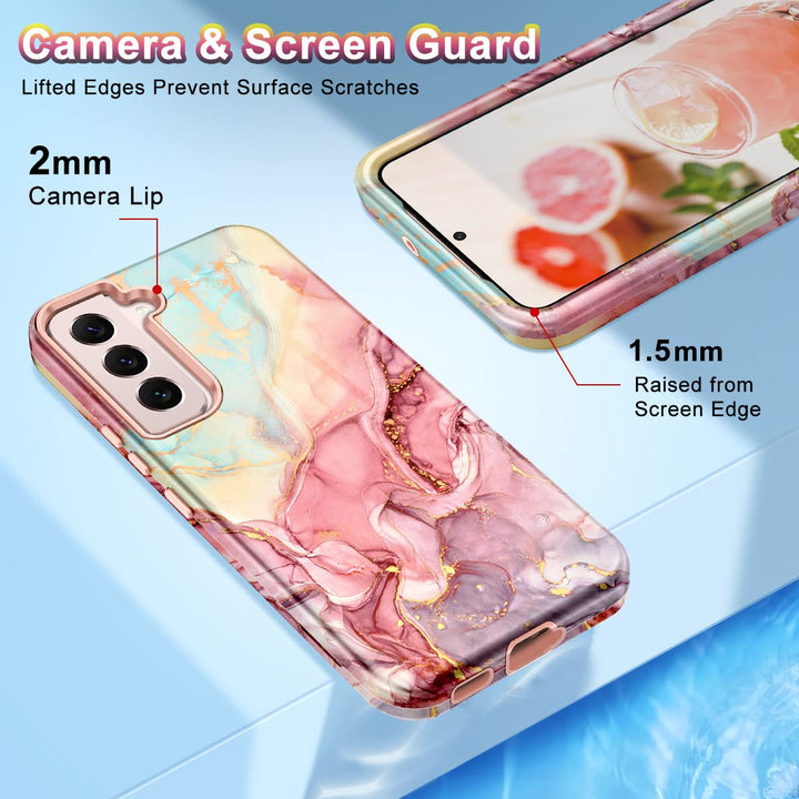 RoseGold Marble Galaxy S22 5G Heavy-Duty Case - DOKUTRONIX