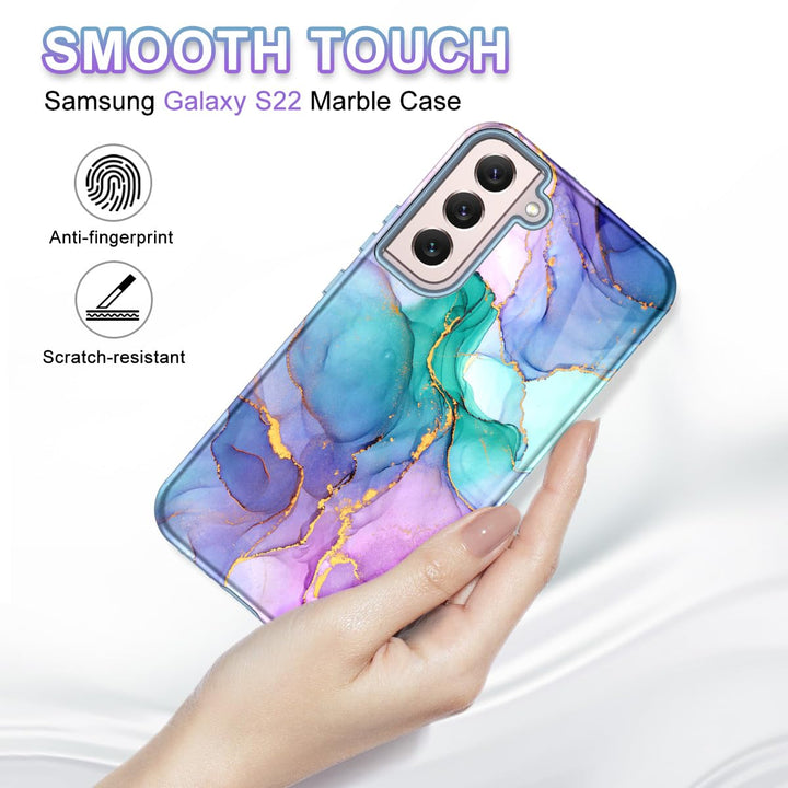 RoseGold Marble Galaxy S22 5G Heavy-Duty Case - DOKUTRONIX