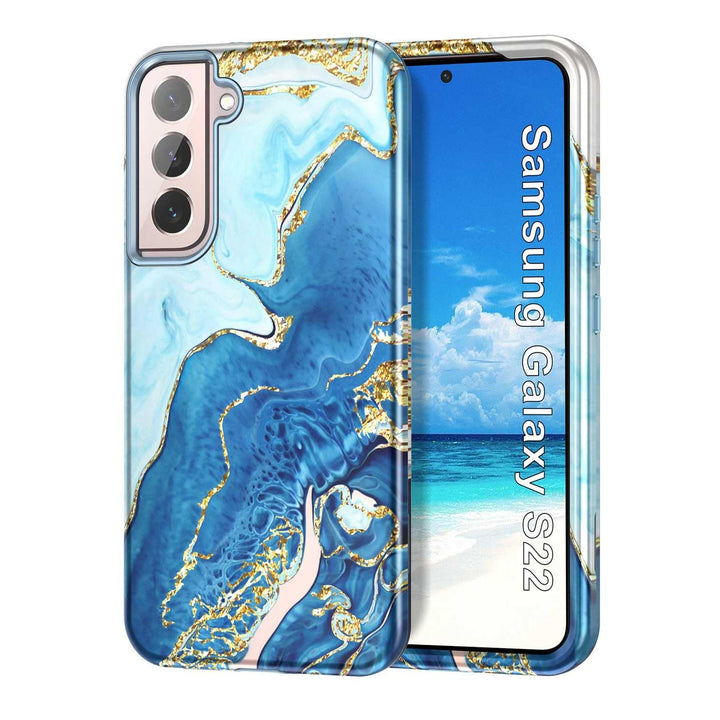 RoseGold Marble Galaxy S22 5G Heavy-Duty Case - DOKUTRONIX