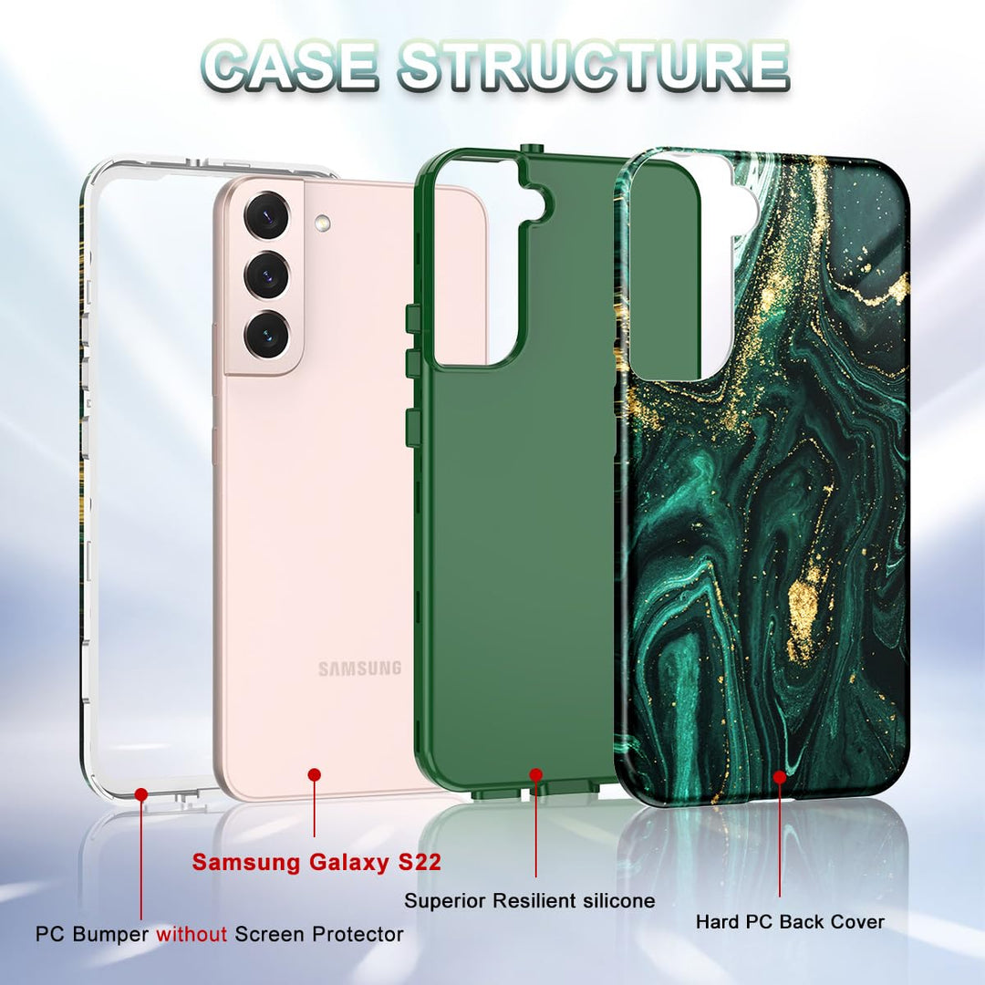 RoseGold Marble Galaxy S22 5G Heavy-Duty Case - DOKUTRONIX