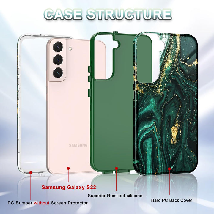 RoseGold Marble Galaxy S22 5G Heavy-Duty Case - DOKUTRONIX