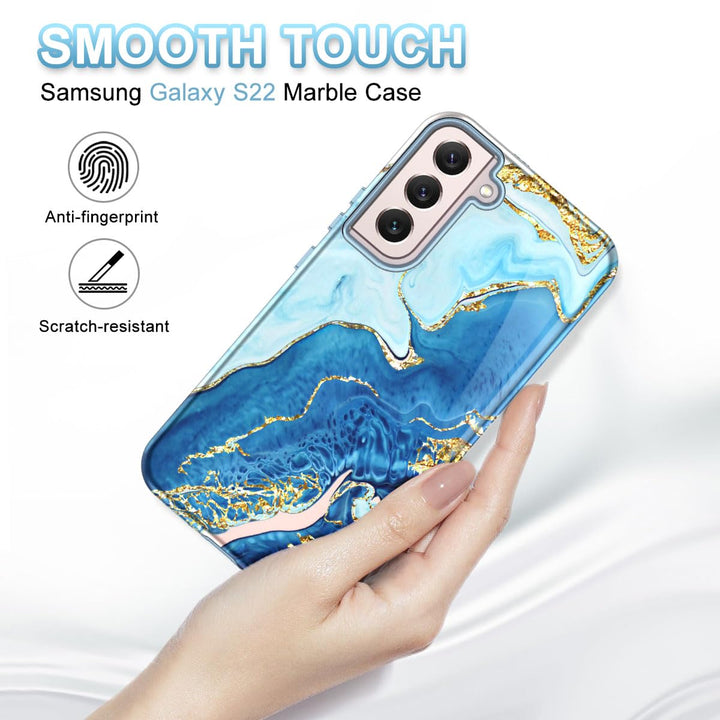 RoseGold Marble Galaxy S22 5G Heavy-Duty Case - DOKUTRONIX