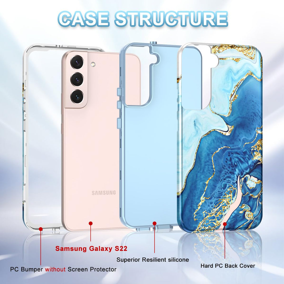 RoseGold Marble Galaxy S22 5G Heavy-Duty Case - DOKUTRONIX