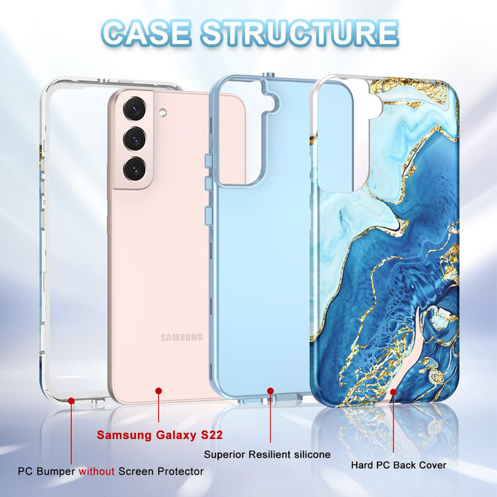 RoseGold Marble Galaxy S22 5G Heavy-Duty Case - DOKUTRONIX