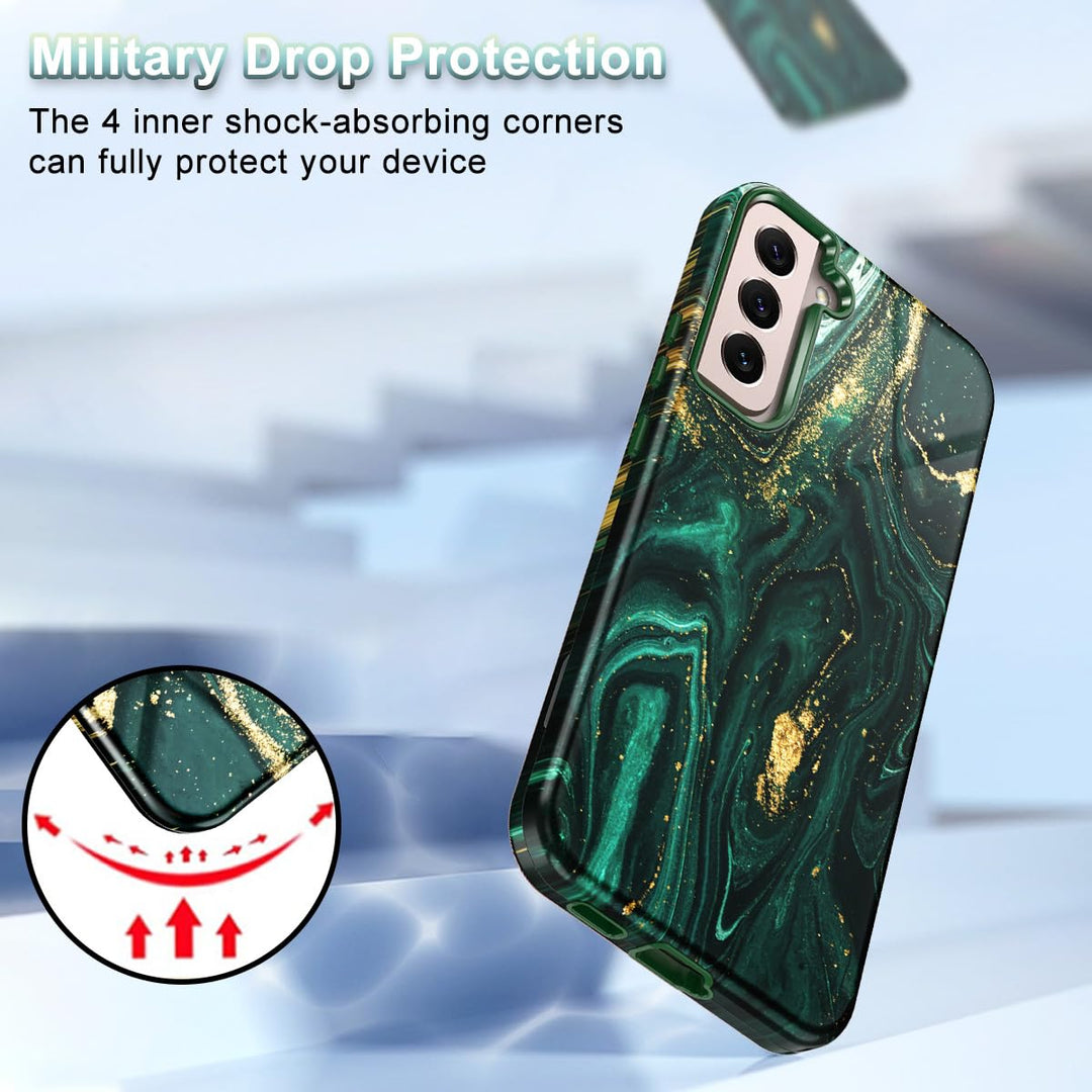 RoseGold Marble Galaxy S22 5G Heavy-Duty Case - DOKUTRONIX