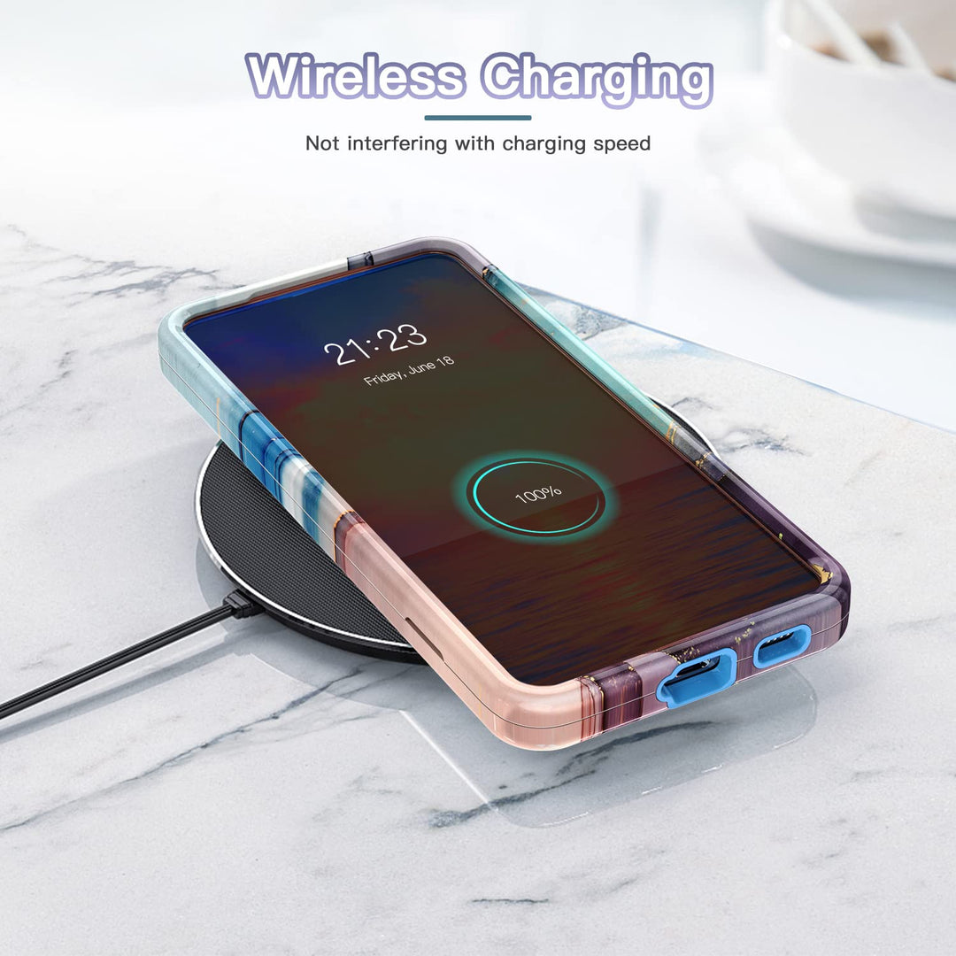 RoseGold Marble Galaxy S22 5G Heavy-Duty Case - DOKUTRONIX