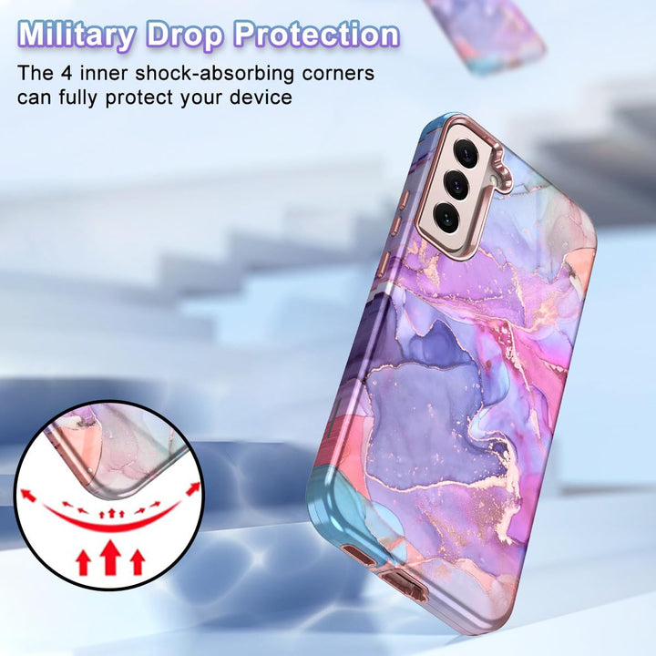 RoseGold Marble Galaxy S22 5G Heavy-Duty Case - DOKUTRONIX