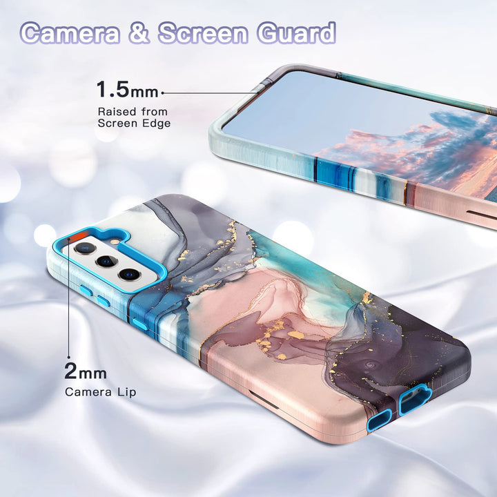 RoseGold Marble Galaxy S22 5G Heavy-Duty Case - DOKUTRONIX