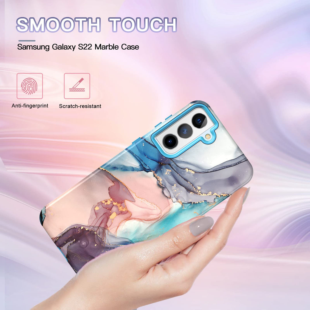RoseGold Marble Galaxy S22 5G Heavy-Duty Case - DOKUTRONIX
