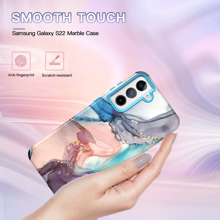 RoseGold Marble Galaxy S22 5G Heavy-Duty Case - DOKUTRONIX
