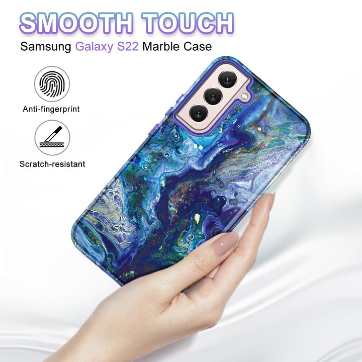 RoseGold Marble Galaxy S22 5G Heavy-Duty Case - DOKUTRONIX