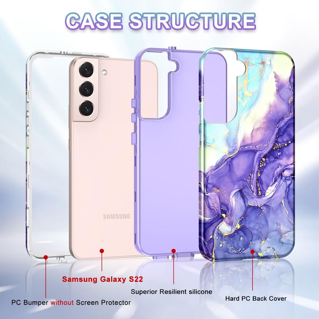 RoseGold Marble Galaxy S22 5G Heavy-Duty Case - DOKUTRONIX