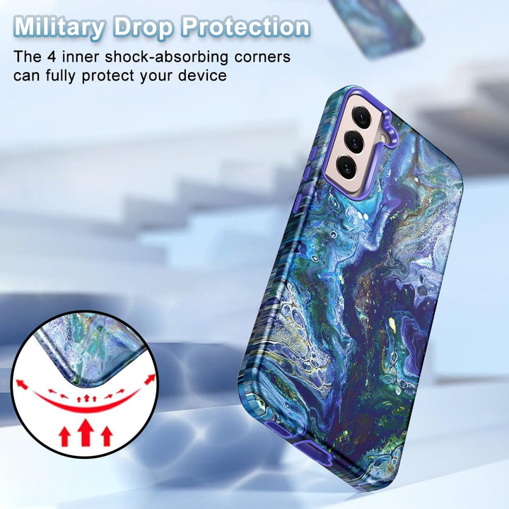 RoseGold Marble Galaxy S22 5G Heavy-Duty Case - DOKUTRONIX