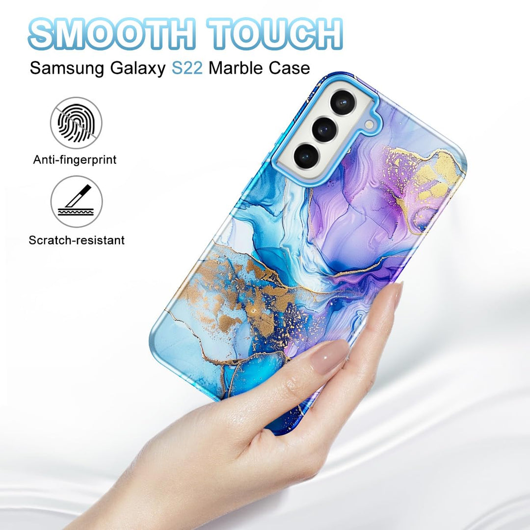 RoseGold Marble Galaxy S22 5G Heavy-Duty Case - DOKUTRONIX