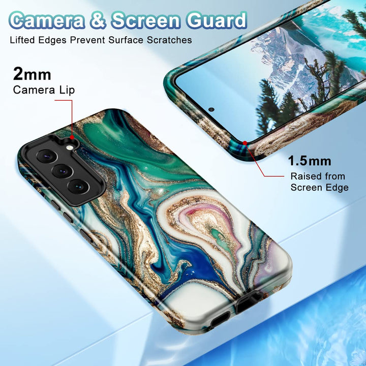 RoseGold Marble Galaxy S22 5G Heavy-Duty Case - DOKUTRONIX
