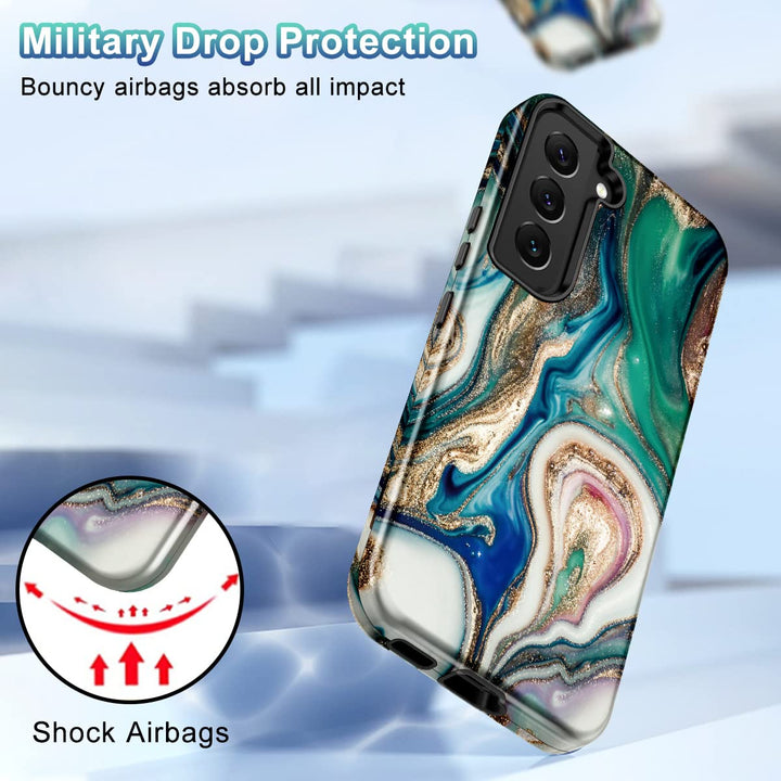 RoseGold Marble Galaxy S22 5G Heavy-Duty Case - DOKUTRONIX