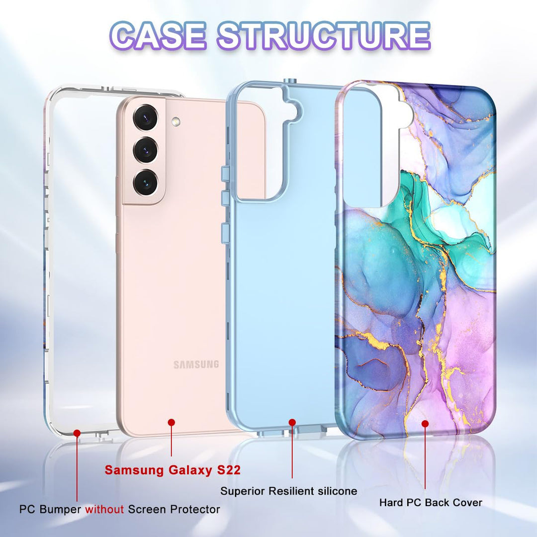 RoseGold Marble Galaxy S22 5G Heavy-Duty Case - DOKUTRONIX