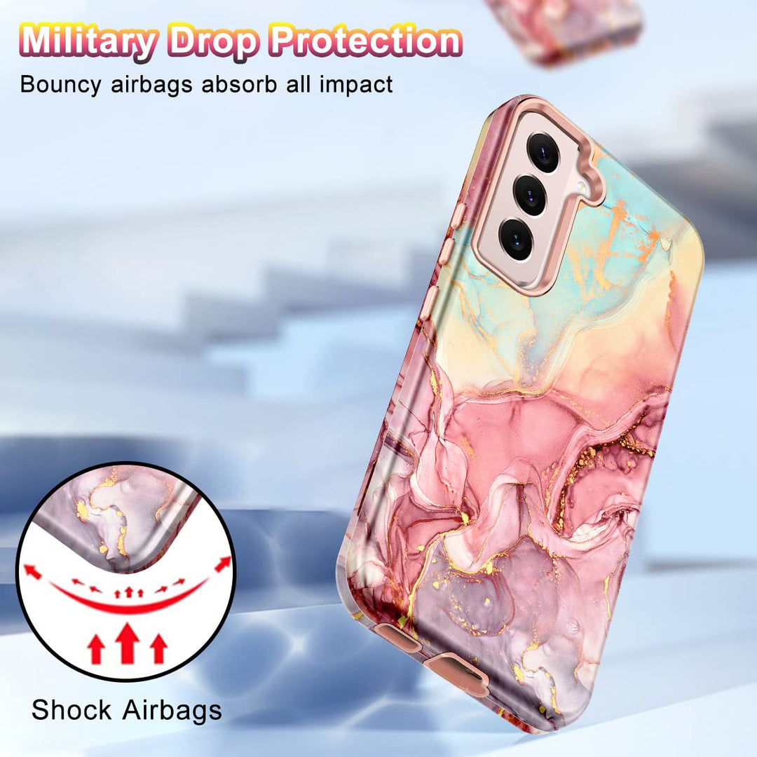 RoseGold Marble Galaxy S22 5G Heavy-Duty Case - DOKUTRONIX