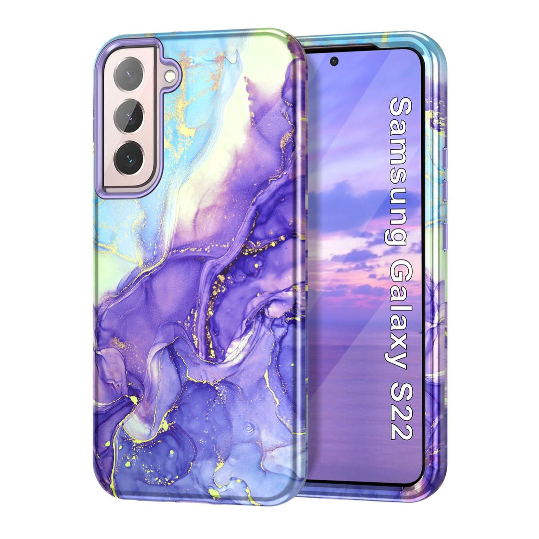 RoseGold Marble Galaxy S22 5G Heavy-Duty Case - DOKUTRONIX