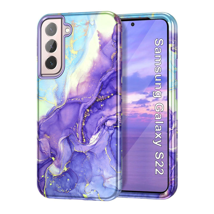 RoseGold Marble Galaxy S22 5G Heavy-Duty Case - DOKUTRONIX